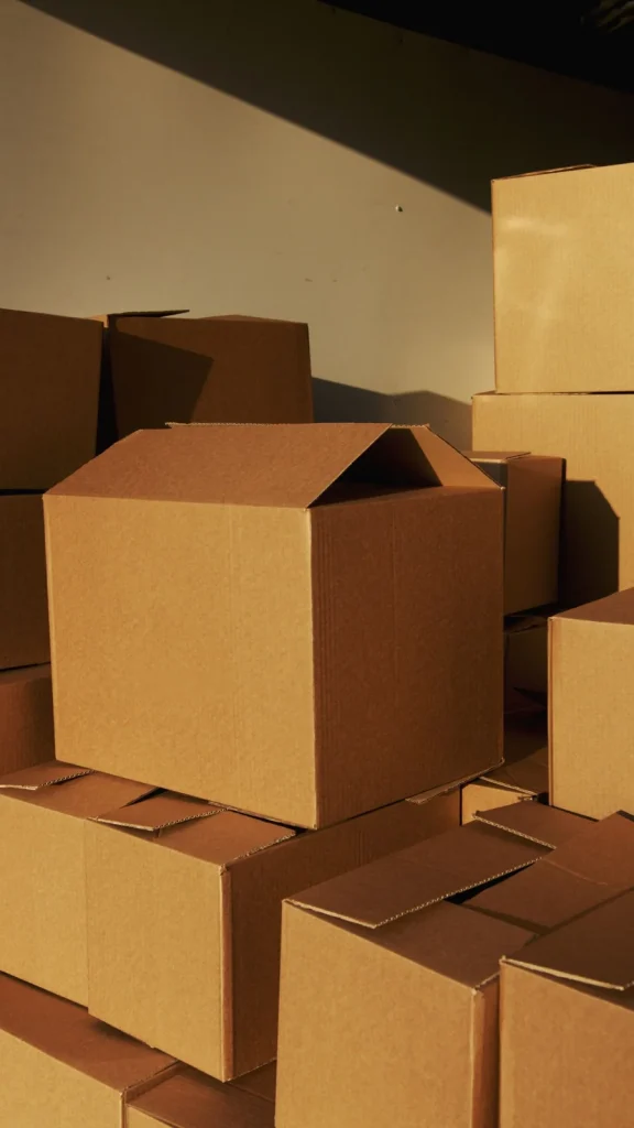 Các thùng carton trong ánh sáng tự nhiên
